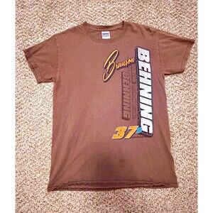 Gildan Johnny Benson #37 Brown NASCAR Auto Racing Graphic T-Shirt